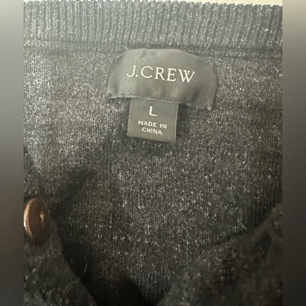 J Crew Sweater Mens LDark Gray Heathered Knit Long Sleeve‎ Pullover Sweatshirt